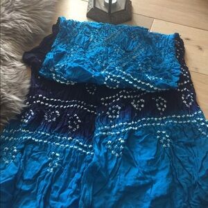 Beautiful Indian Turquoise Navy Scarf